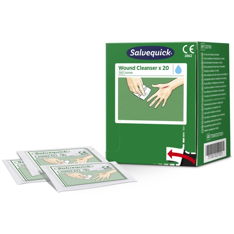 CEDERROTH wondreinigende doekjes, steriele zoutoplossing 0,9%, 110×120 mm, 20 stuks